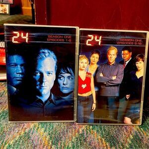24 Season 1 Episodes 1-16 in original cases on DVD like new, collector items